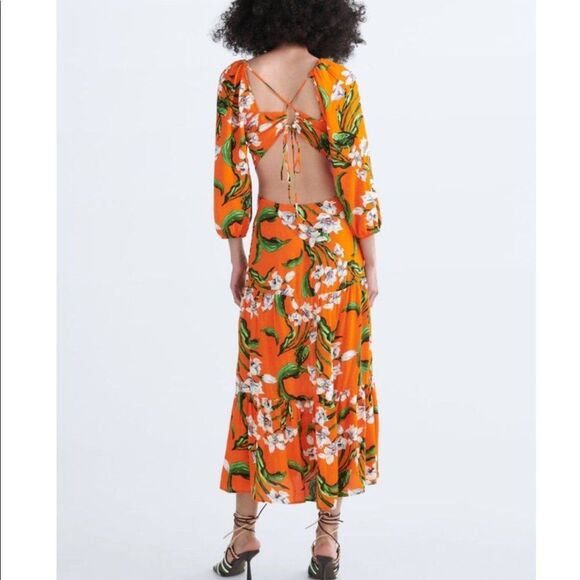 ZARA CUT OUT PRINTED DRESS XS - Picture 8 of 9